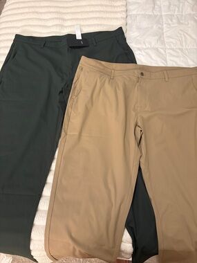 Fabletics Men's Chino Pants in Tan and Dark Green